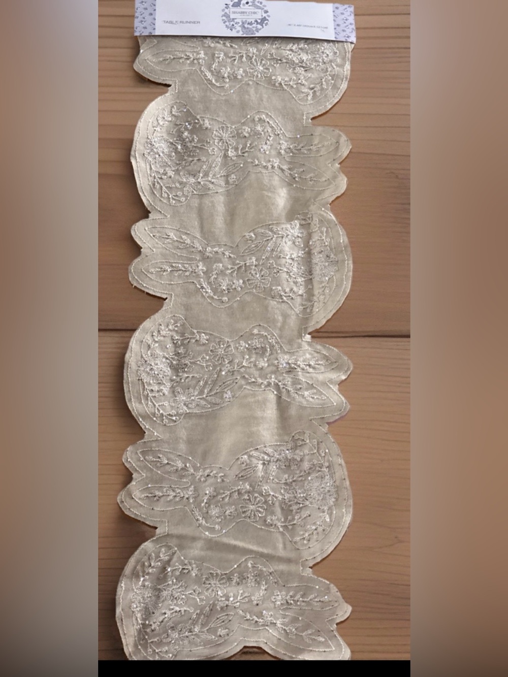 Shabby Chic Ivory Embroidered Bunny Table Runner